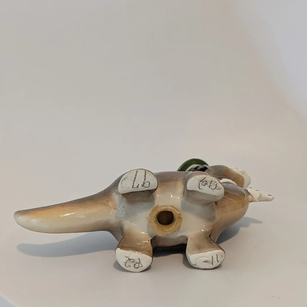Vintage 1950s Norcrest Dinosaur Salt And pepper Shakers. Braids Teeth Boy Girl‎